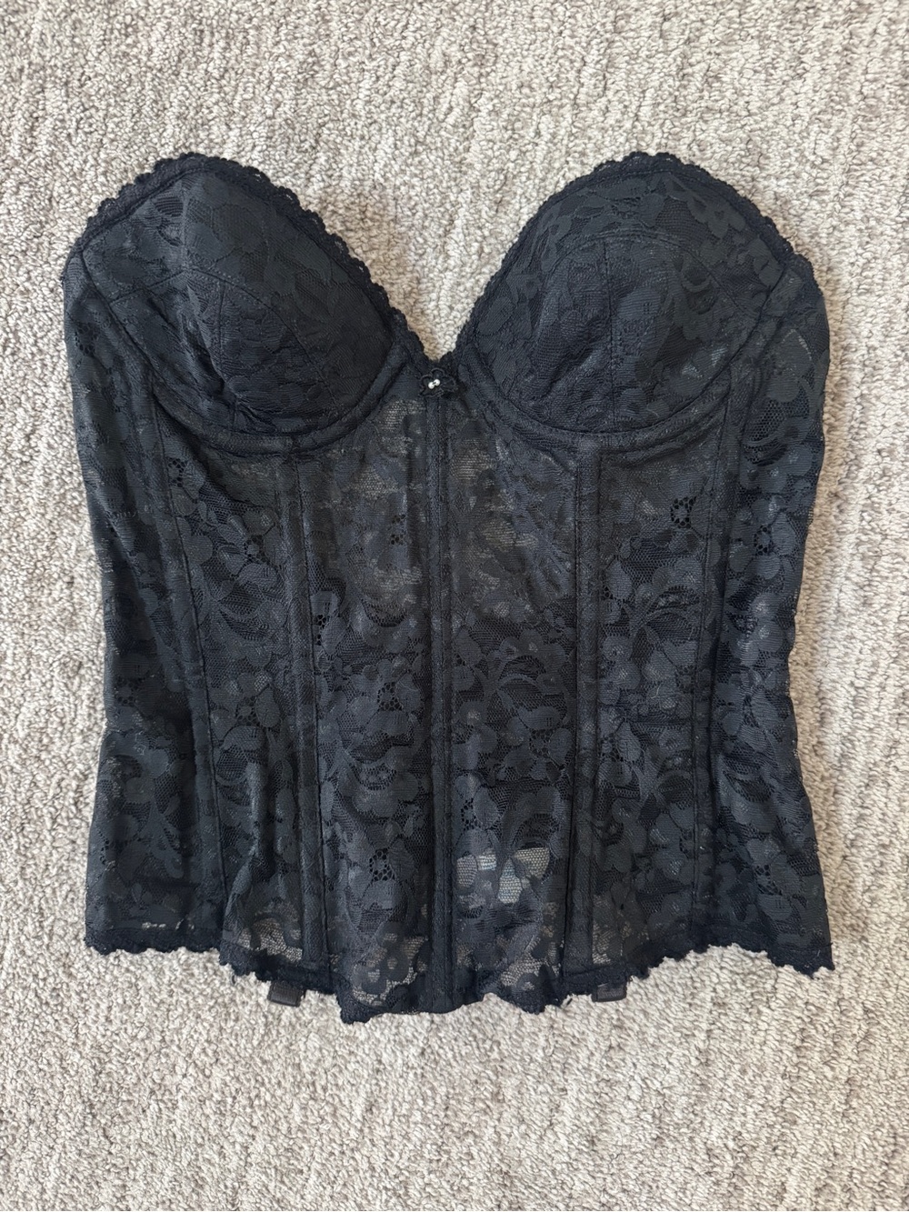 Vintage Black Lace Bustier Corset Top - Private Moments 32B - Picture 2 of 8